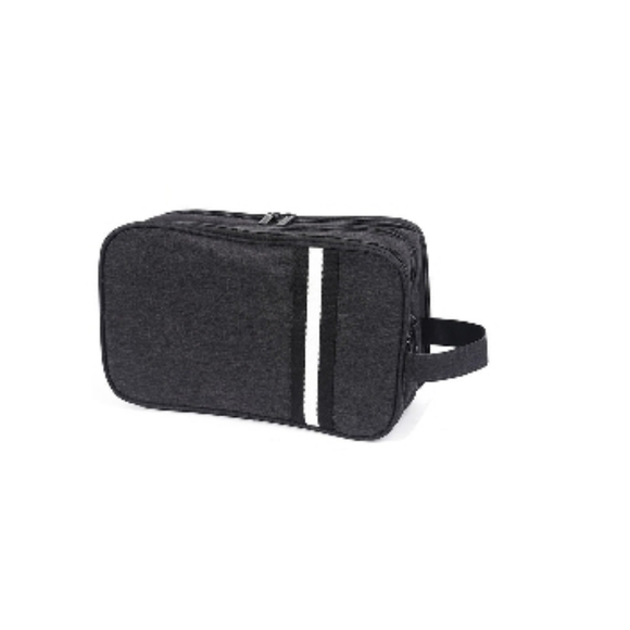 FITDON Large Waterproof Toiletry Bag for Men Black with White Stripe - Picture 1 of 10